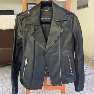 BRAND NEW Karl Lagerfeld Black Leather Jacket